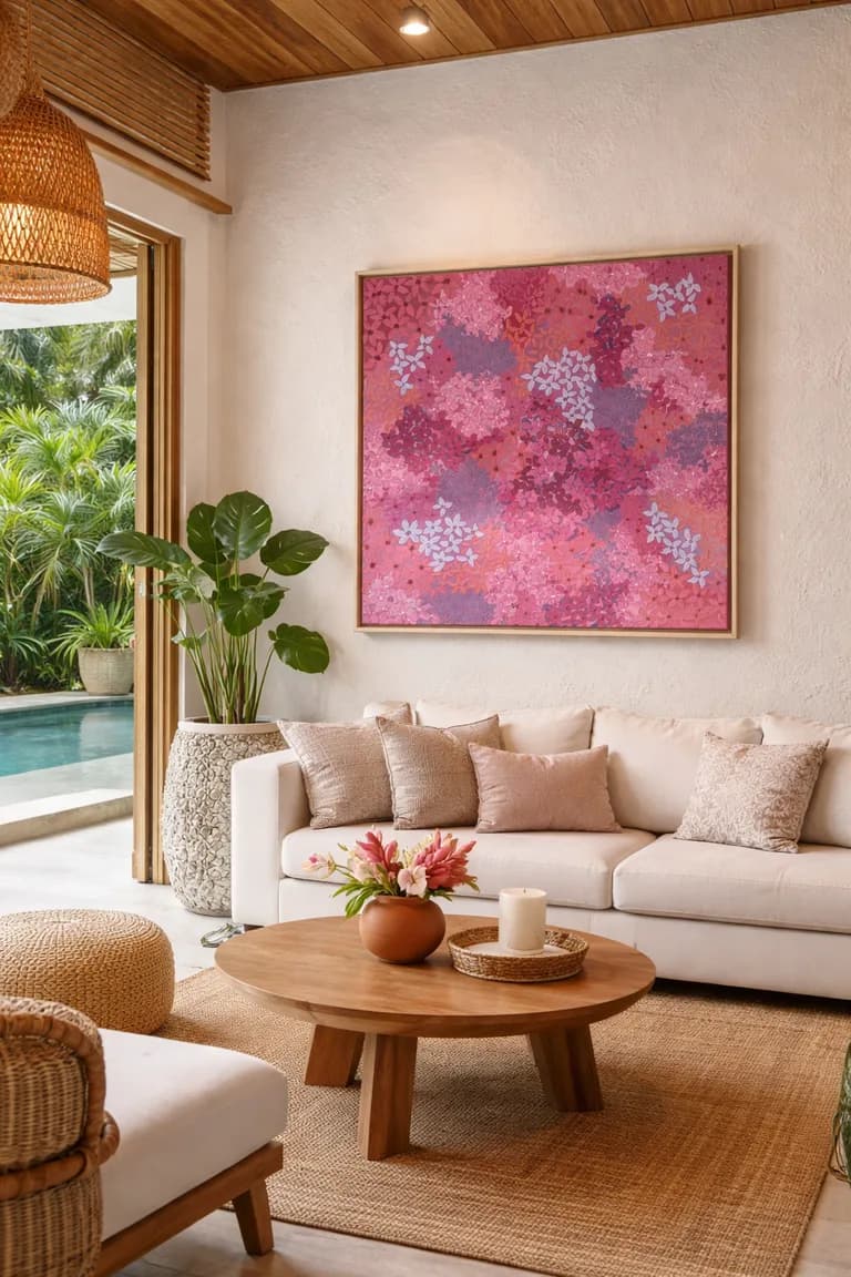 Harmony In Pink painting view 2 with rose, blush, and quiet warmth.