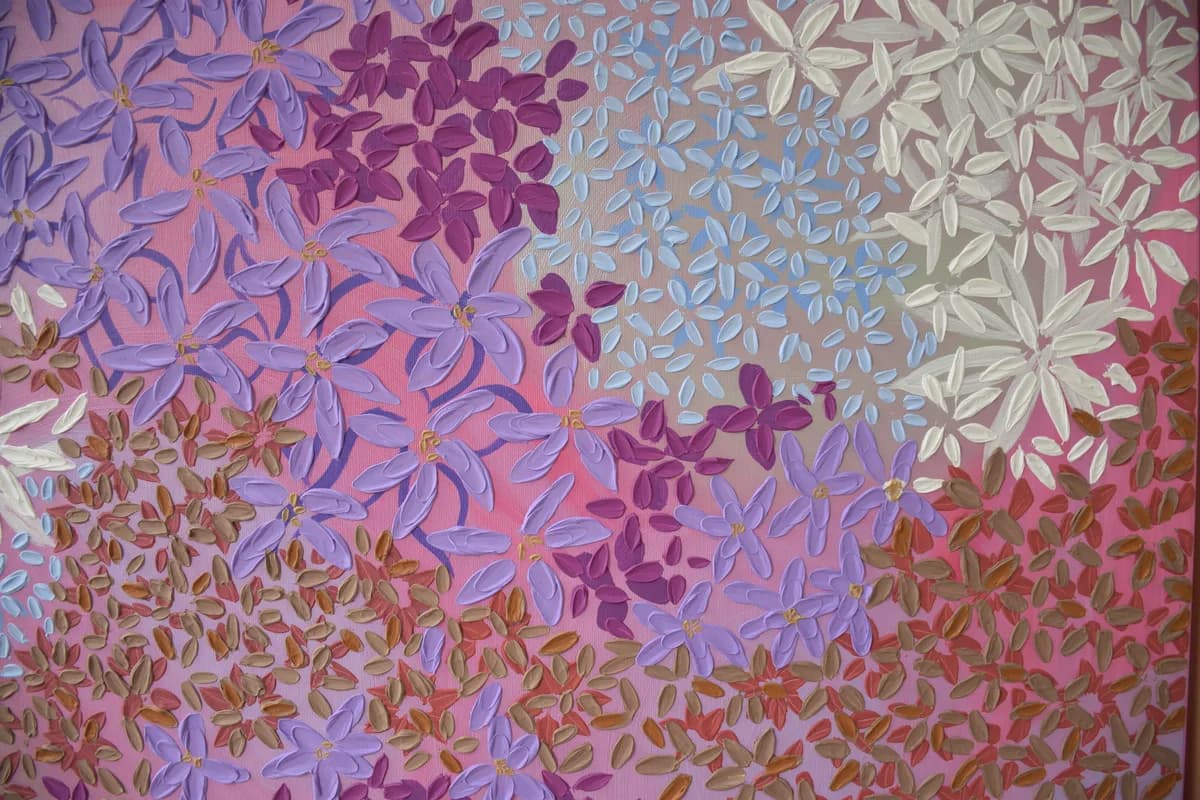 Purple Dreams painting view 2 with lavender, violet, and dusk tones.